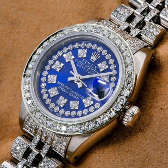 Rolex Oyster Perpetual Lady Datejust 6517 26MM Blue Diamond Dial With Stainless